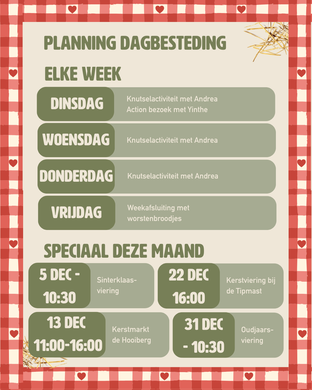 Activiteiten planning december